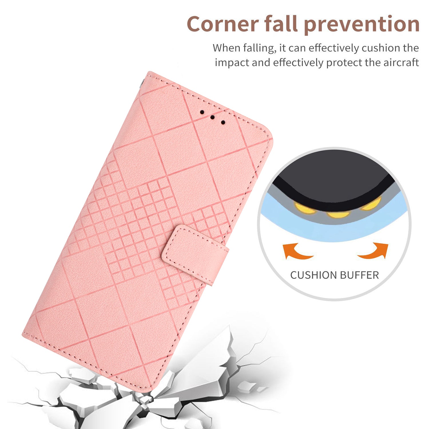 HT06 For Xiaomi Redmi 13C 4G / 5G / Poco C65 4G Leather Case Rhombus Pattern with Wrist Strap - Pink HT06 For Xiaomi Redmi 13C 4G / 5G / Poco C65 4G Leather Case Rhombus Pattern with Wrist Strap - Pink